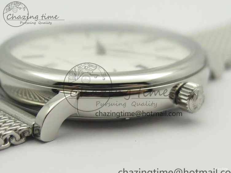 MIROTIME 0520 Portofino Automatic SS MKF 1:1 Best Edition White Dial On SS Mesh Bracelet A2892 V TechFriendly 7205